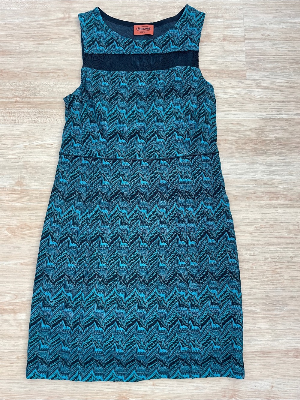 Missoni Teal & Black Patterned Knit Sleeveless Midi Dress